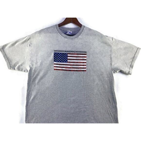 America T-Shirt Men's Extra Large Gray Hanes Heavyweight - Picture 7 of 8